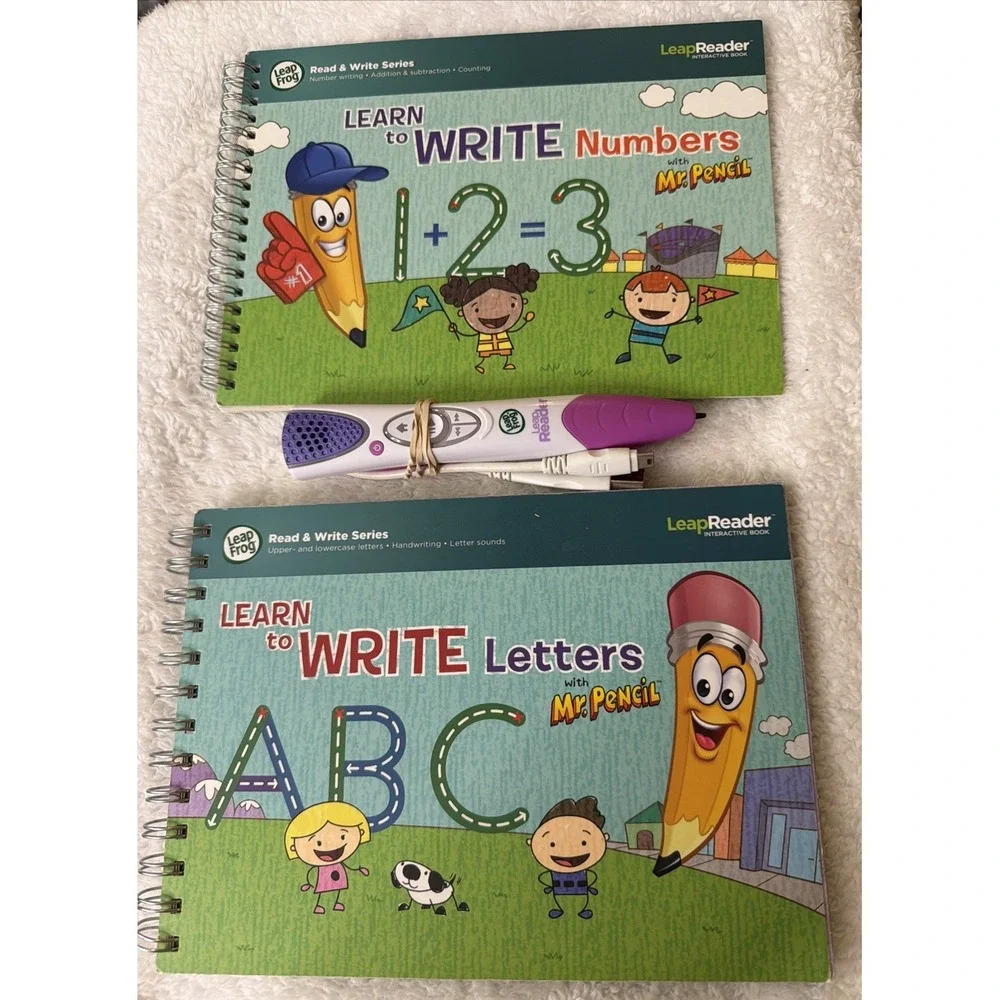 Leap Reader Book Learn to Write Letters & Numbers Mr. Pencil USB Cord Leap Frog